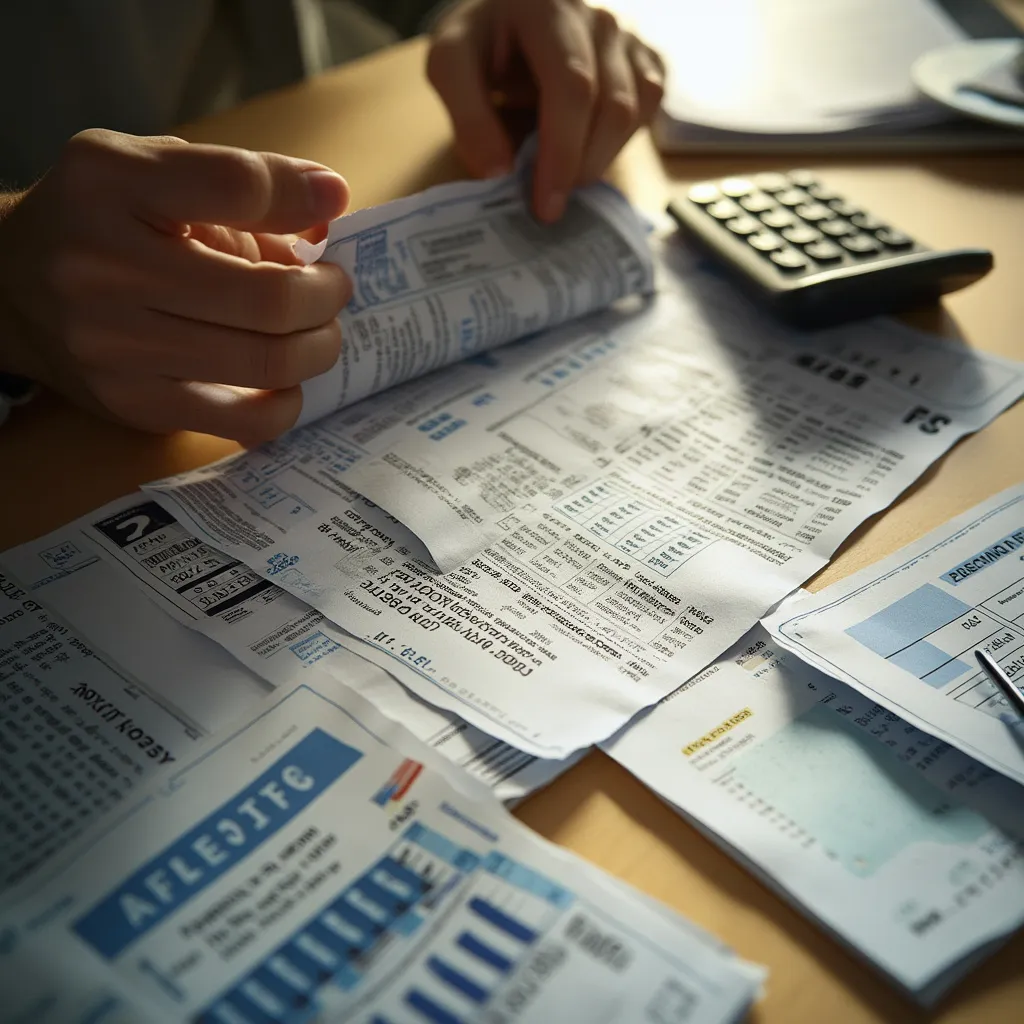Plante verte poussant à travers des documents fiscaux